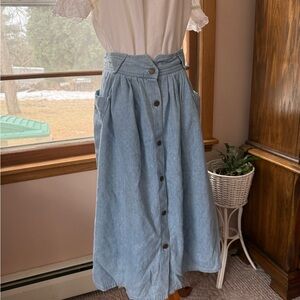 Vintage 80s Zena denim skirt button down western boho cottage